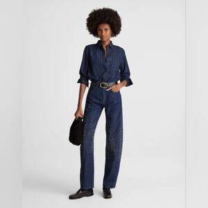 Madewell Dark Blue Barrel Jeans with Crystals
